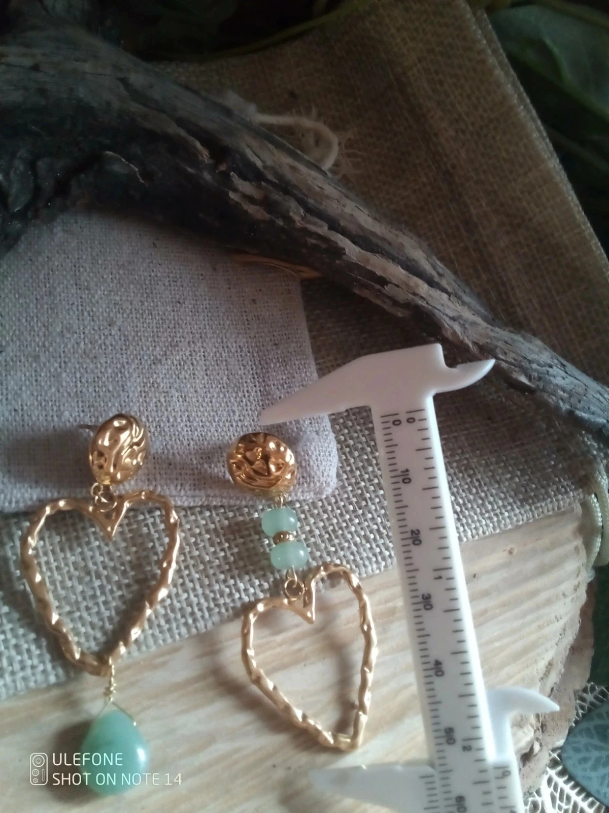 Boucles d'oreilles bohèmes asymétriques pierres d'aventurine verte 💚. – photo 3